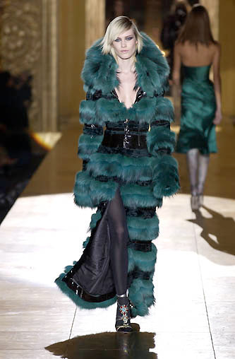 F/W 2002 Roberto Cavalli Red Fox Fur Chubby Jacket Coat w Python Snakeskin