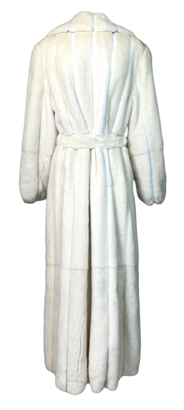F/W 2002 Roberto Cavalli Runway Winter White Mink Fur Full Length Long Coat Jacket w Mink Belt