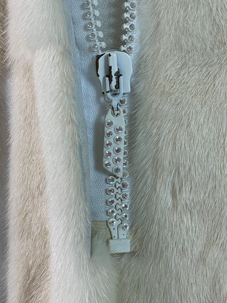 F/W 2002 Roberto Cavalli Runway Winter White Mink Fur Full Length Long Coat Jacket w Mink Belt