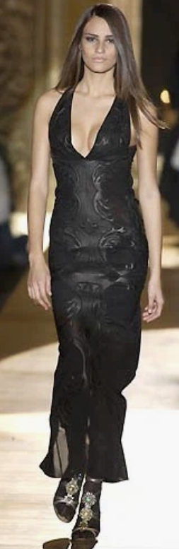 F/W 2002 Roberto Cavalli Runway Black Bodycon Bandage Column Maxi Dress