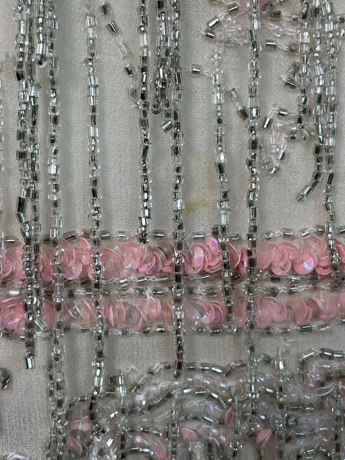 F/W 2002 Roberto Cavalli Sheer Pastel Pink Silk Crystal Beaded Fringe Mini Dress