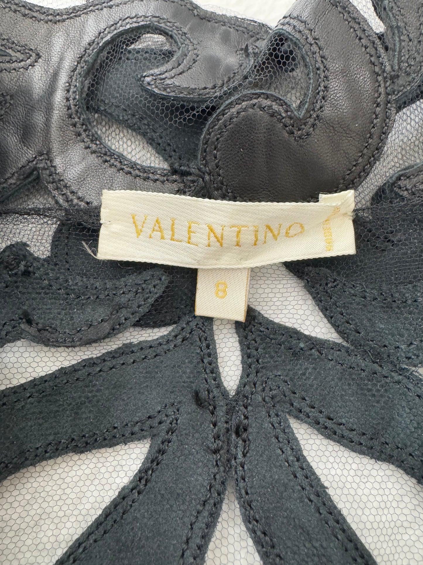 F/W 2002 Valentino Runway Plunging Sheer Black Mesh & Leather Top Jacket