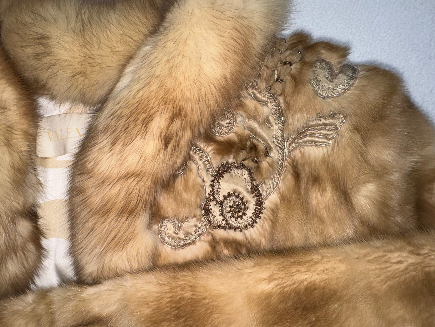 F/W 2002 Valentino Princess Cut Sable Fur Fitted Beaded Embellished Coat Jacket