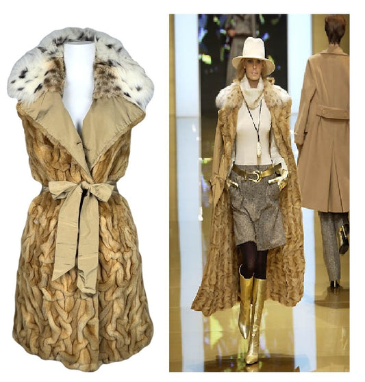 F/W 2002 Valentino Runway Weasel & Lynx Fur Reversible Dress Vest Jacket