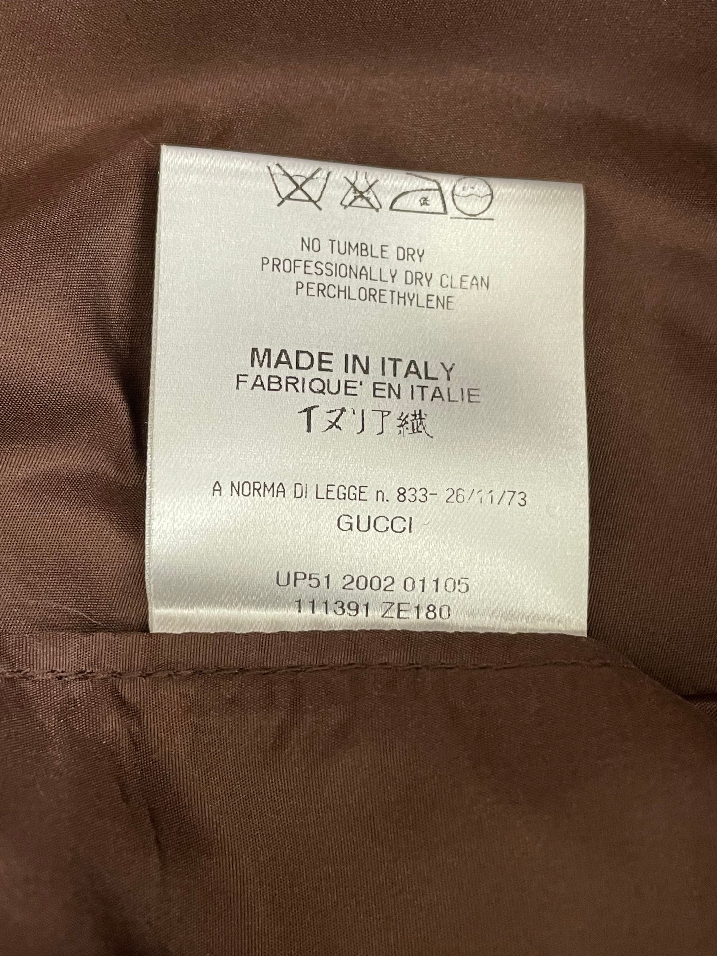 F/W 2002 Gucci by Tom Ford Brown Silk Baggy Kimono Jacket