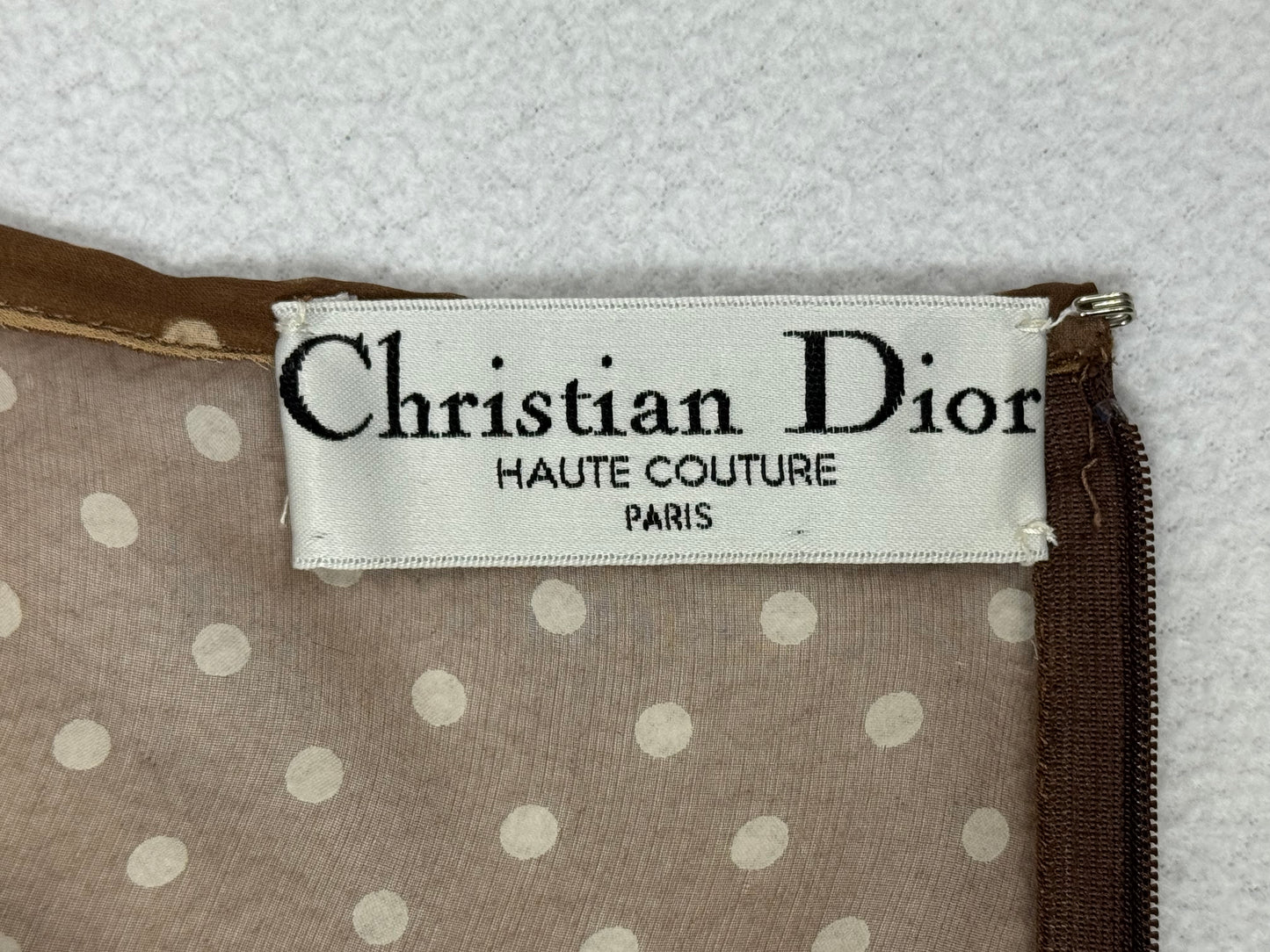 S/S 2002 Christian Dior x John Galliano Haute Couture Runway Sheer Brown & Ivory Polka Dot Silk Maxi Skirt