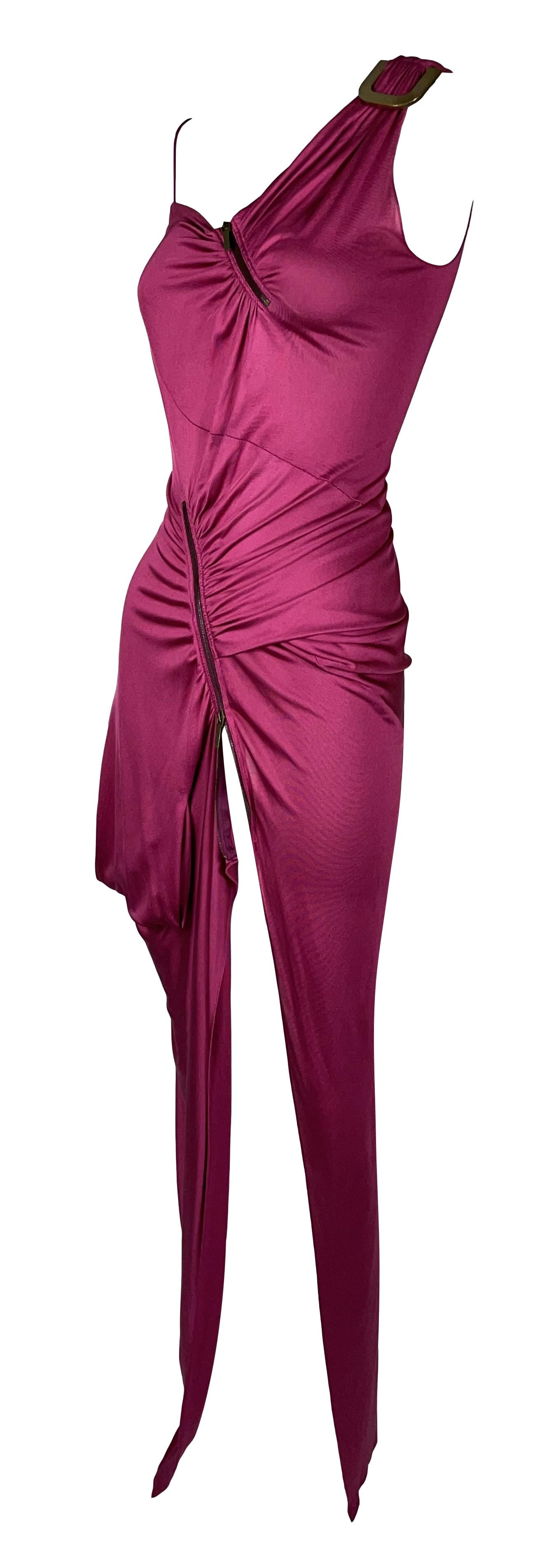 S/S 2002 Christian Dior by John Galliano Hot Pink High Zipper Slit Maxi Dress