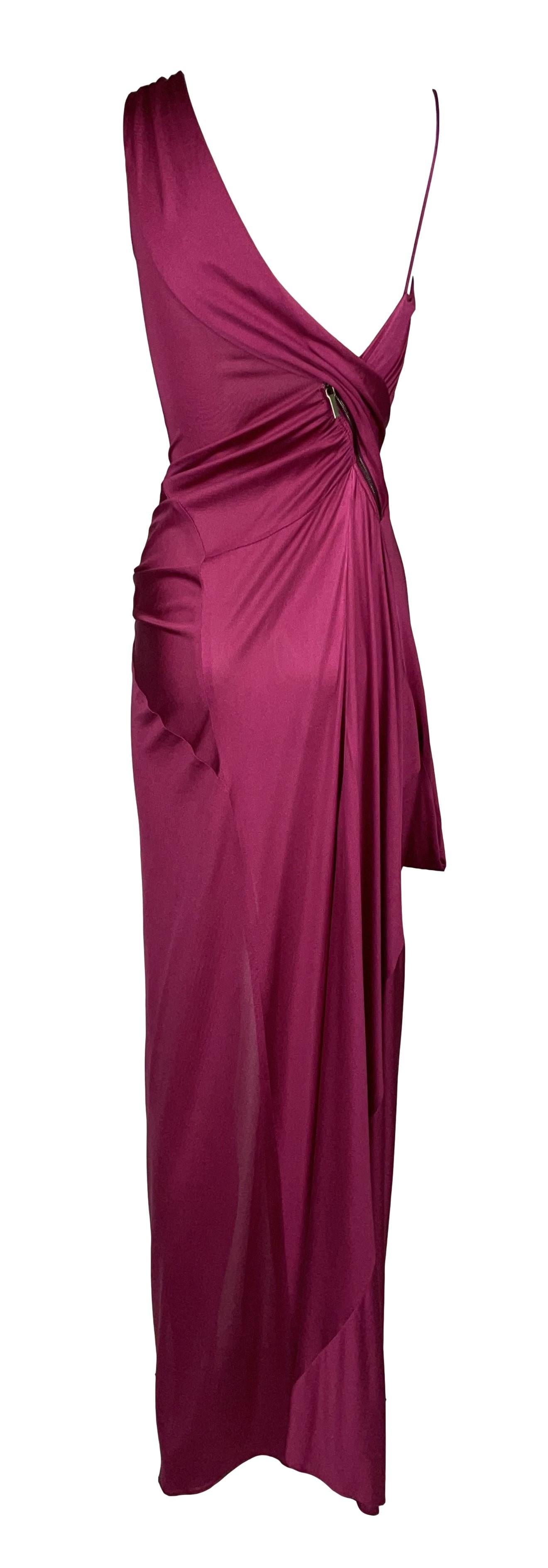 S/S 2002 Christian Dior by John Galliano Hot Pink High Zipper Slit Maxi Dress
