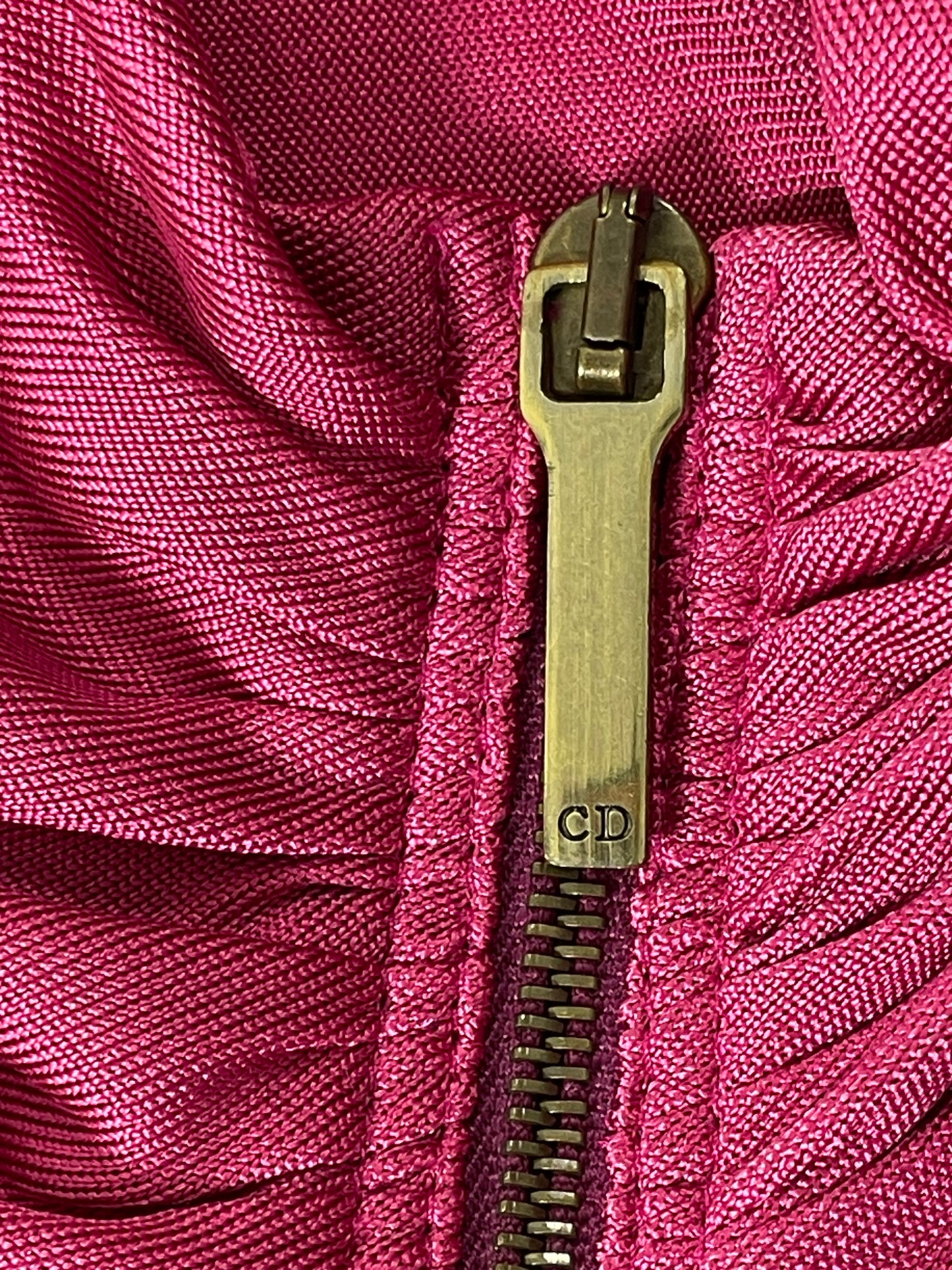 S/S 2002 Christian Dior by John Galliano Hot Pink High Zipper Slit Maxi Dress