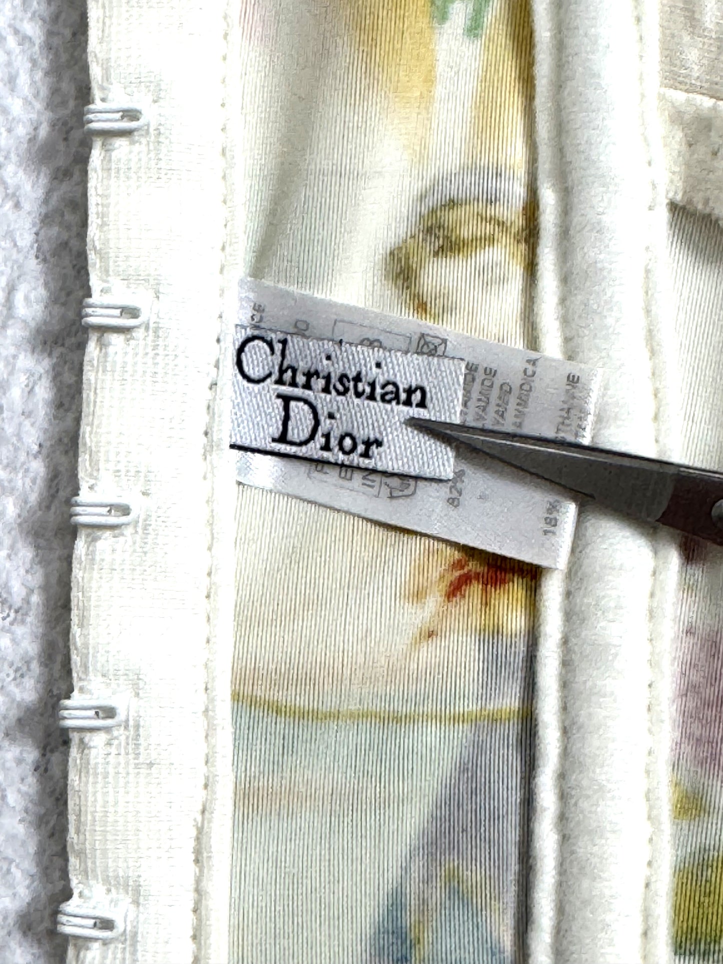 S/S 2002 Christian Dior x John Galliano Ivory Printed Bustier Corset Top & Sheer Silk Maxi Skirt Set