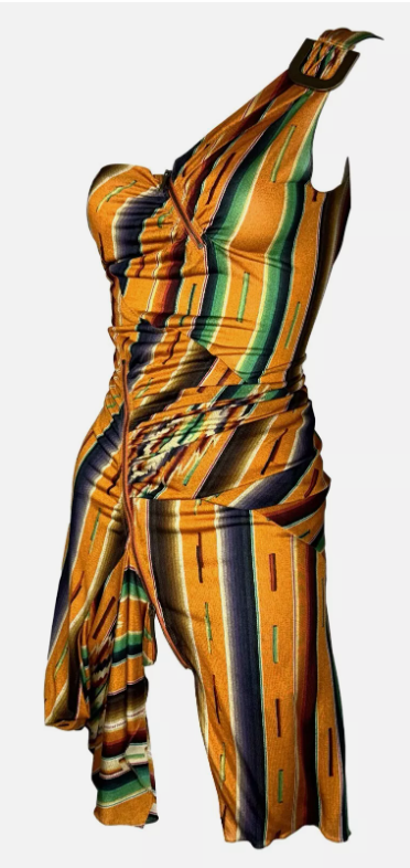 S/S 2002 Christian Dior by John Galliano Rasta One Shoulder Zipper Mini Dress
