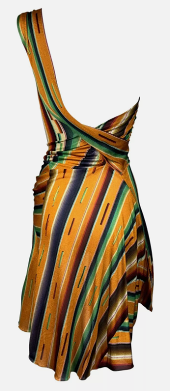 S/S 2002 Christian Dior by John Galliano Rasta One Shoulder Zipper Mini Dress