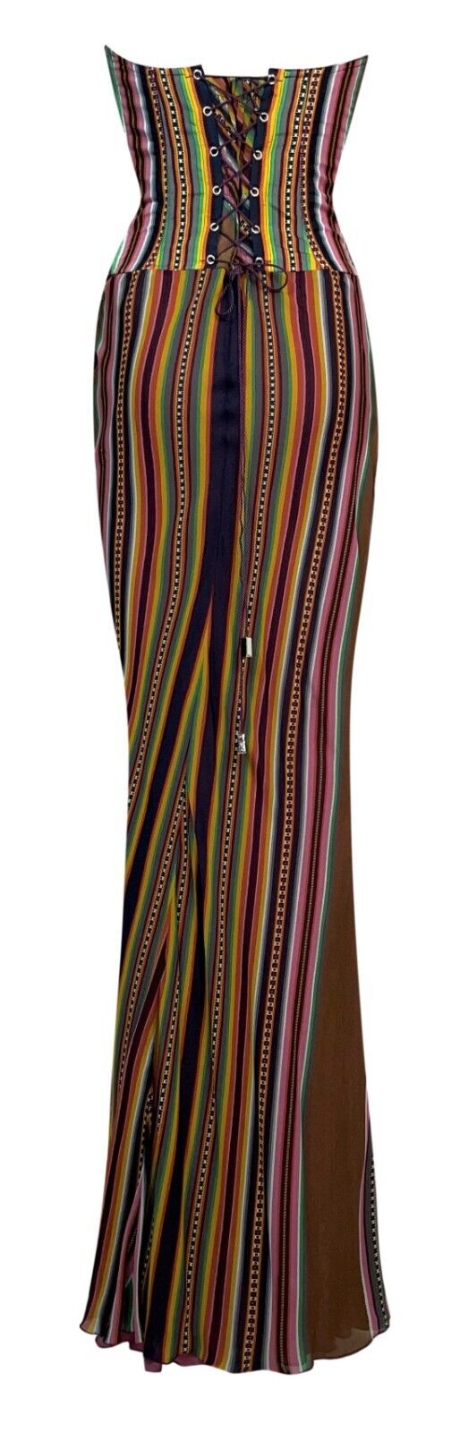 S/S 2002 Christian Dior by John Galliano Rasta Bustier Strapless High Slit Maxi Dress