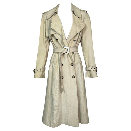 S/S 2002 Christian Dior by John Galliano Runway Beige Python Trench Coat Jacket