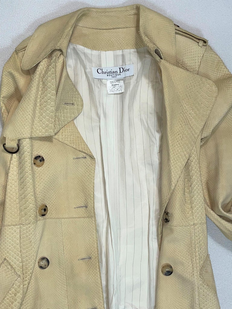 S/S 2002 Christian Dior by John Galliano Runway Beige Python Trench Coat Jacket