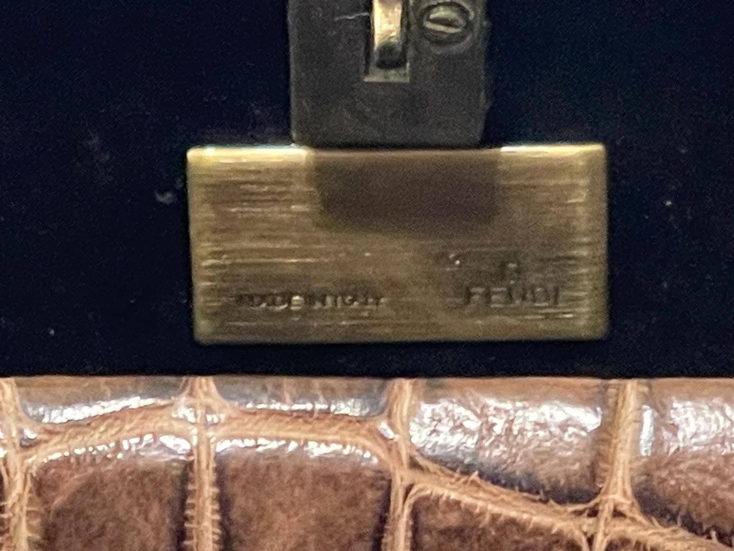 S/S 2002 Fendi by Karl Lagerfeld Runway Brown Crocodile Minaudiere Clutch Handbag