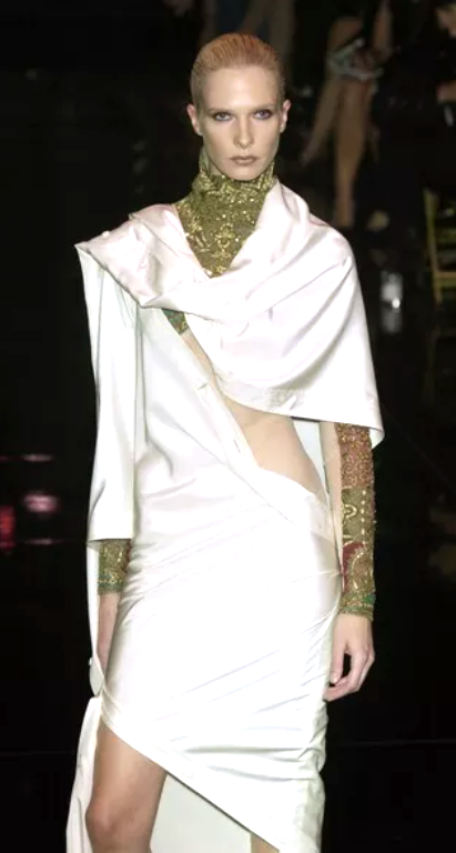 S/S 2002 Gianfranco Ferre Runway Sheer Nude Embellished Moroccan Bodysuit Top