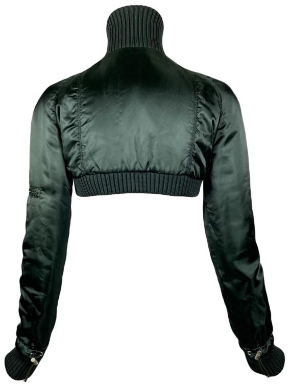 F/W 2003 Chanel by Karl Lagerfeld Runway Cropped Green Puffer Bomber Jacket Coat