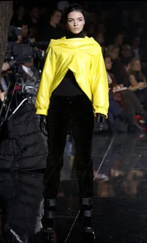 F/W 2003 Dolce & Gabbana Runway Neon Yellow Hooded Cropped Baggy Jacket
