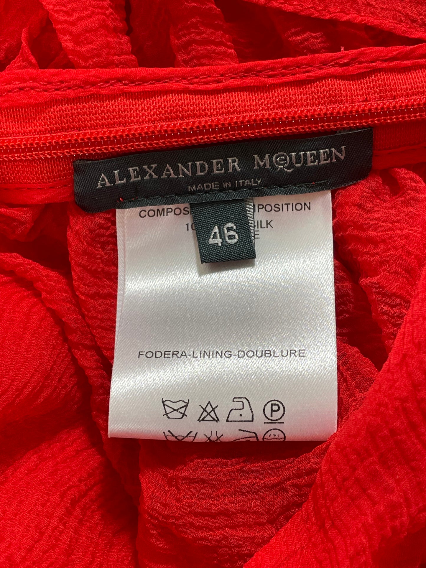 S/S 2003 Alexander McQueen Sheer Red Silk Tunic Mini Dress
