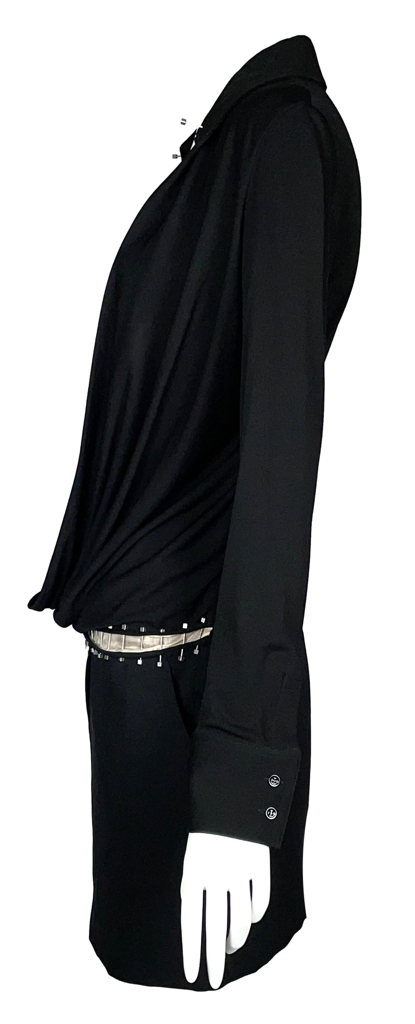 2003 Alexander McQueen Plunging Black Piercing Studded Black Mini Dress