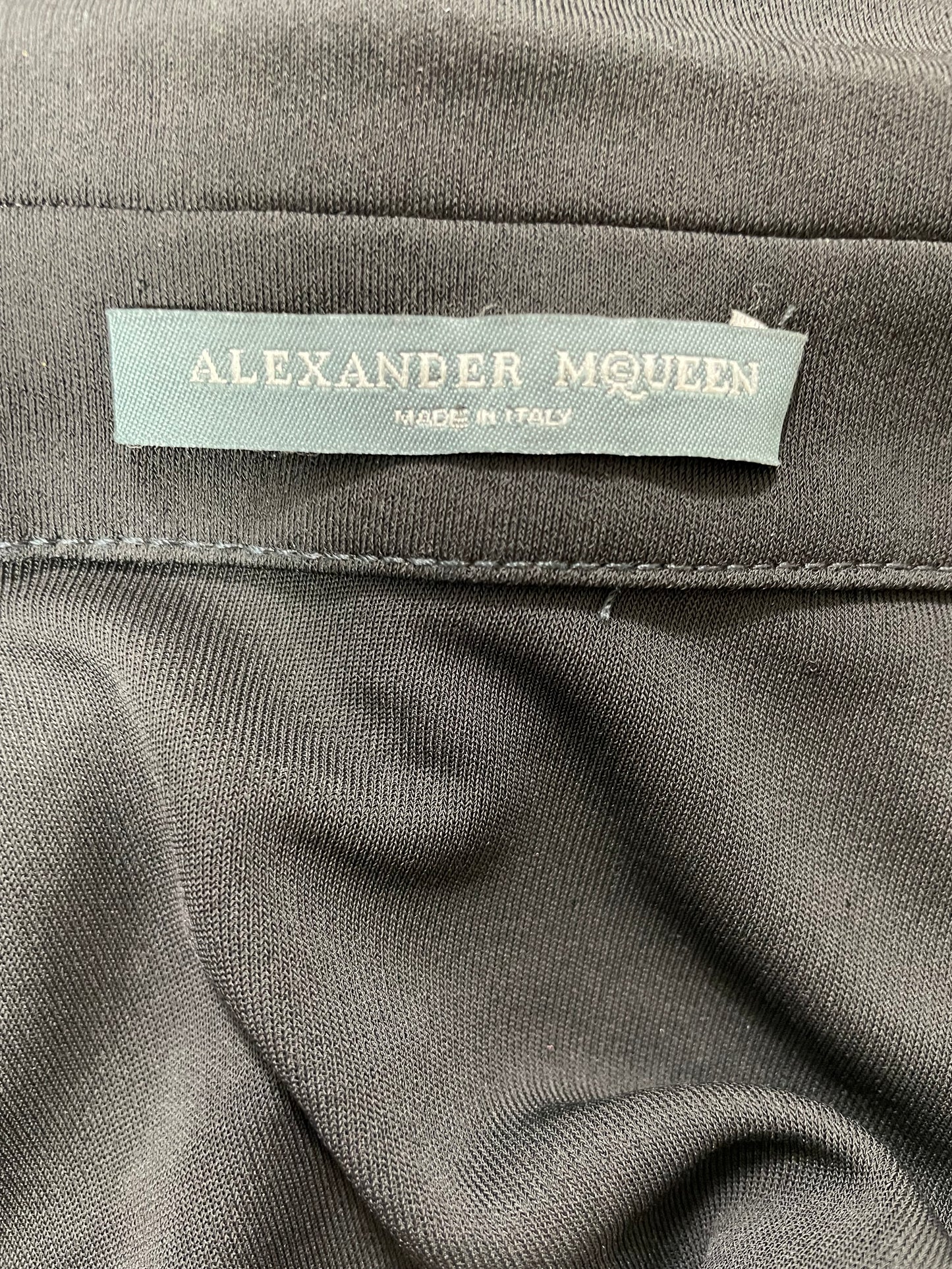 2003 Alexander McQueen Plunging Black Piercing Studded Black Mini Dress