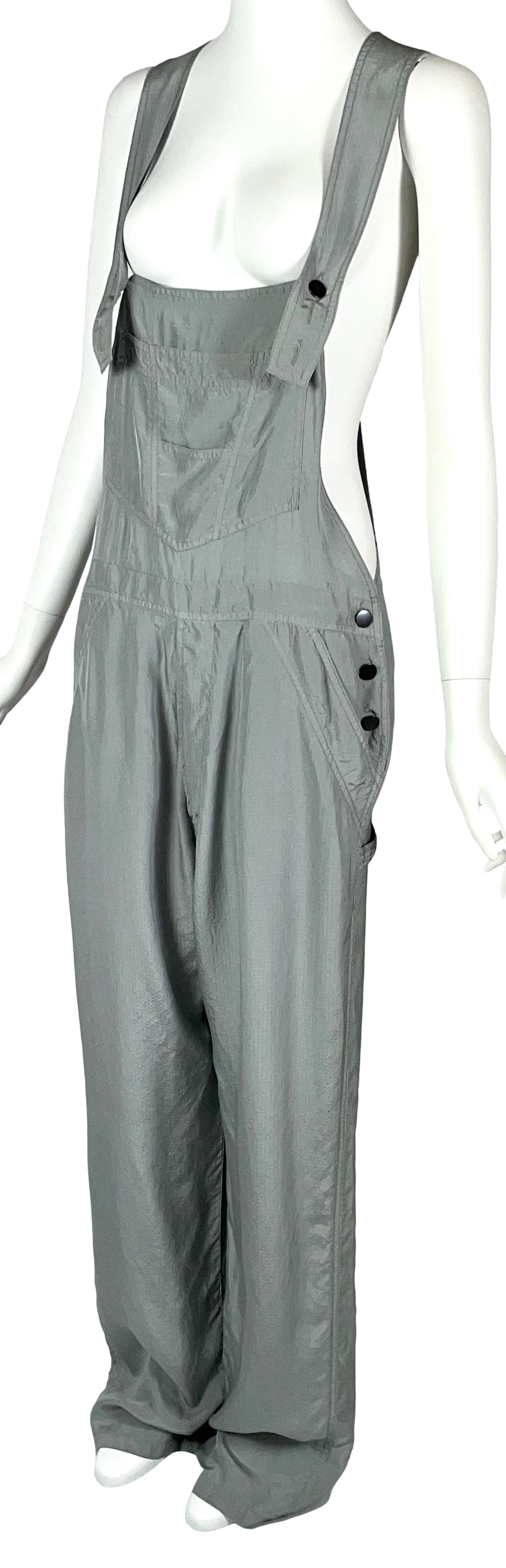 2003 Balenciaga by Nicolas Ghesquière Unisex Gray Silk Jumpsuit Overalls