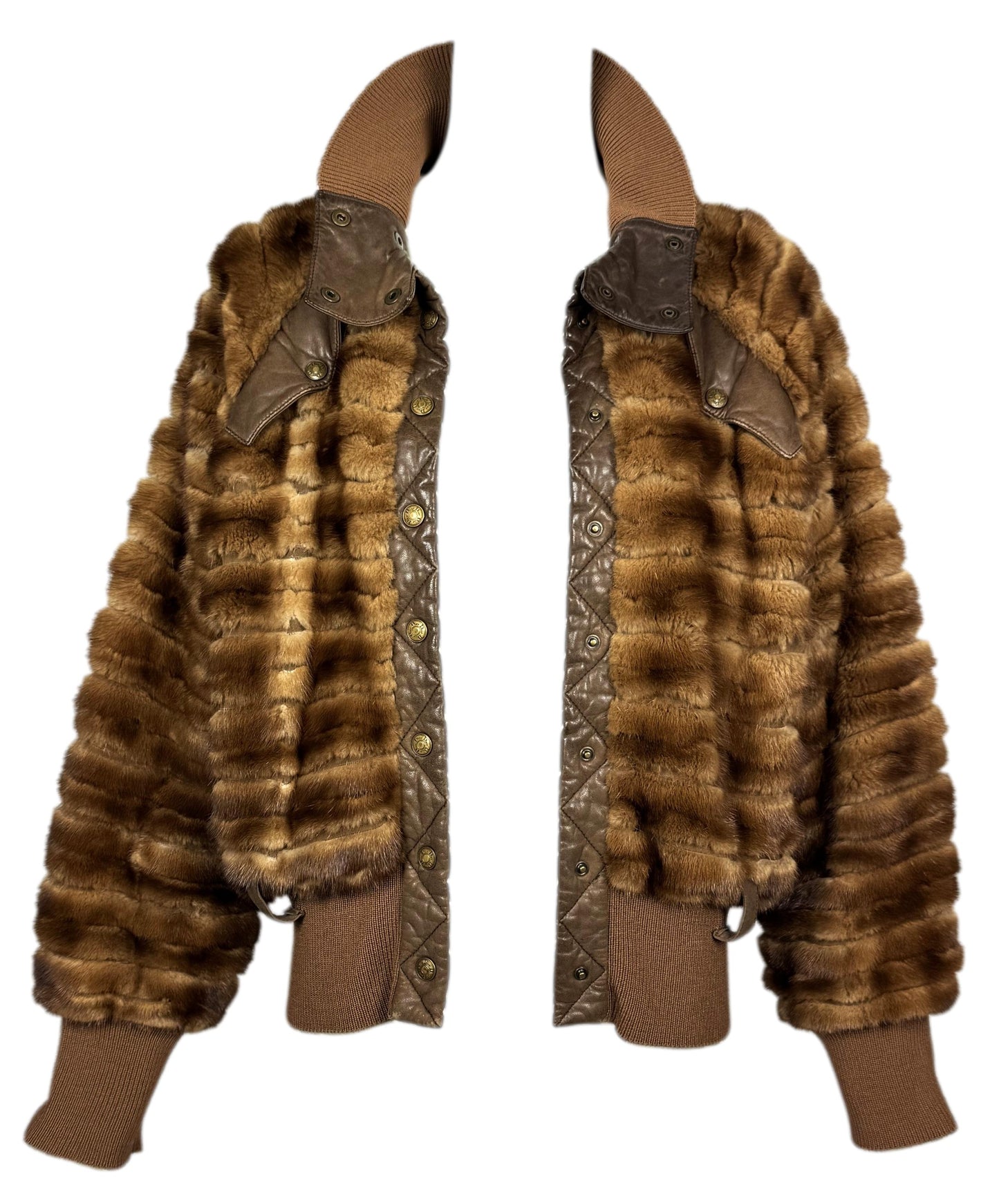 F/W 2004 Christian Dior x John Galliano Brown Mink Fur Bomber Jacket Coat