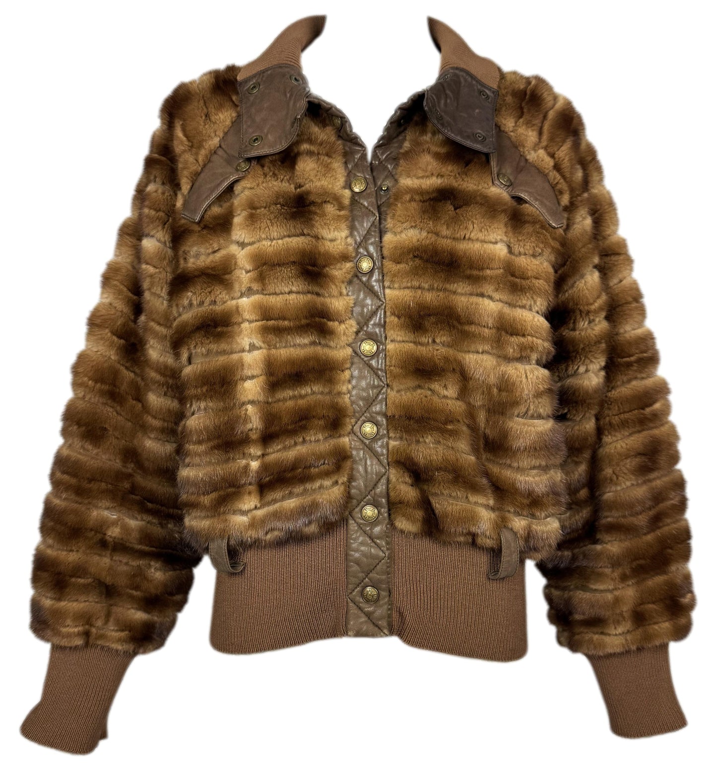 F/W 2004 Christian Dior x John Galliano Brown Mink Fur Bomber Jacket Coat