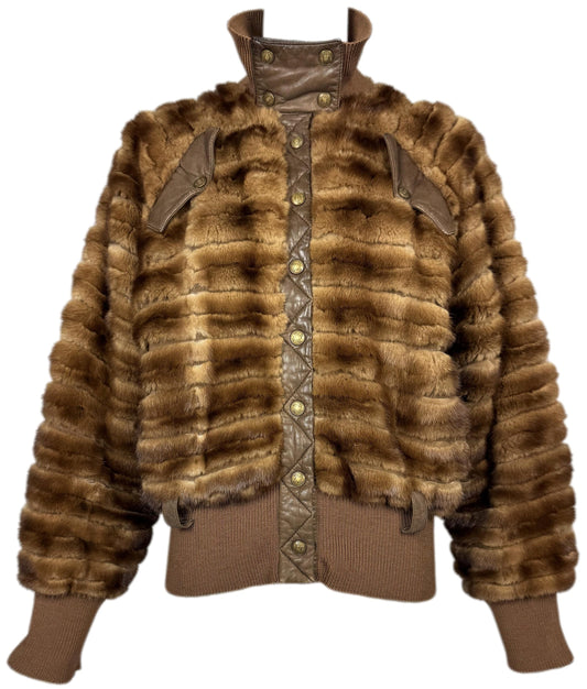 F/W 2004 Christian Dior x John Galliano Brown Mink Fur Bomber Jacket Coat