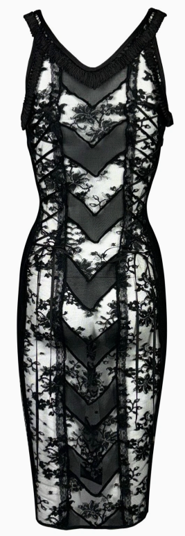 2003 Christian Dior by John Galliano Sheer Black Lace Corset Lace Up Dress