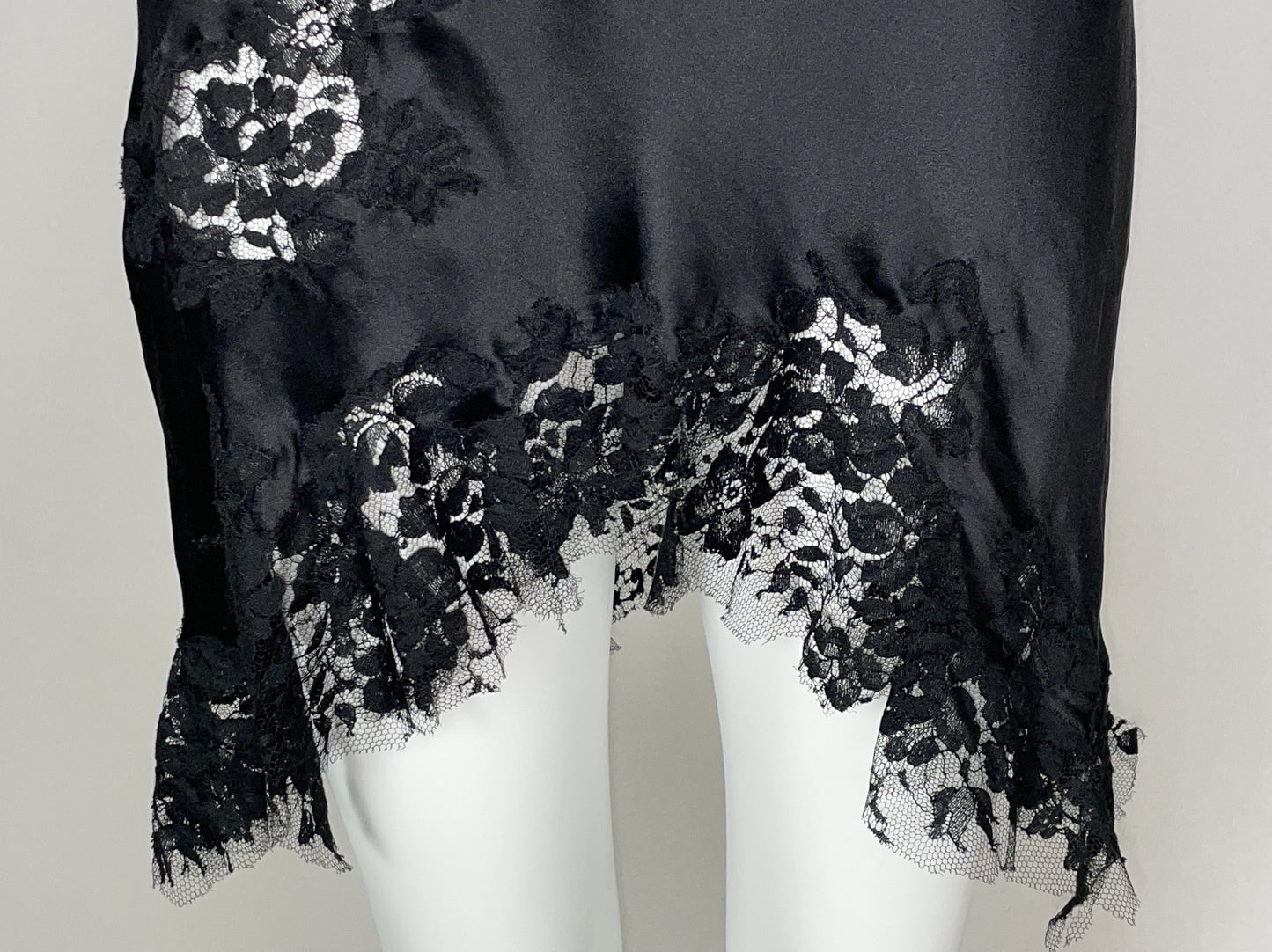 C. 2003 Ermanno Scervino Black Silk Satin Lace Mini Slip Dress