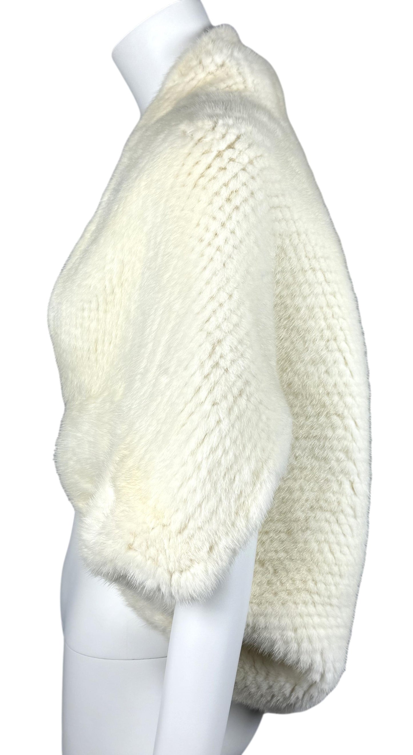 C. 2003 Christian Dior by John Galliano Winter White Mink Fur 20's Style Cape Coat