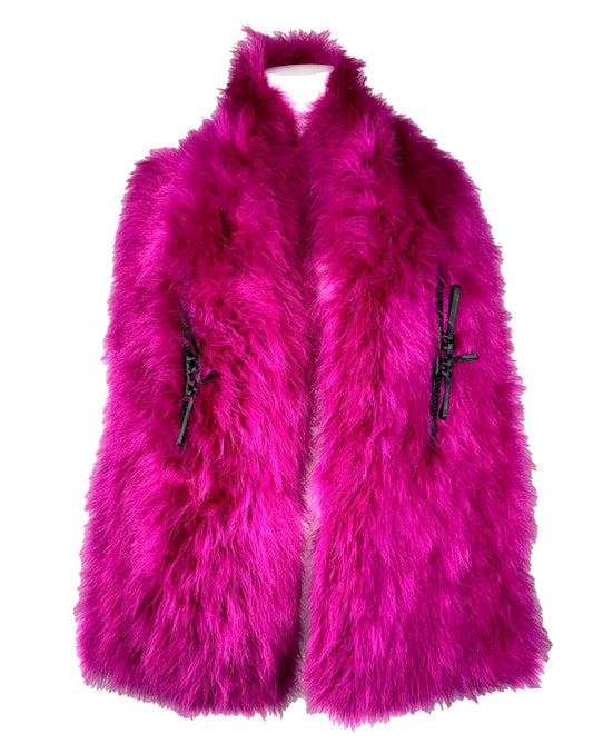 C. 2003 Christian Dior by John Galliano Japanese Style Hot Pink Large Feather Wrap Shawl