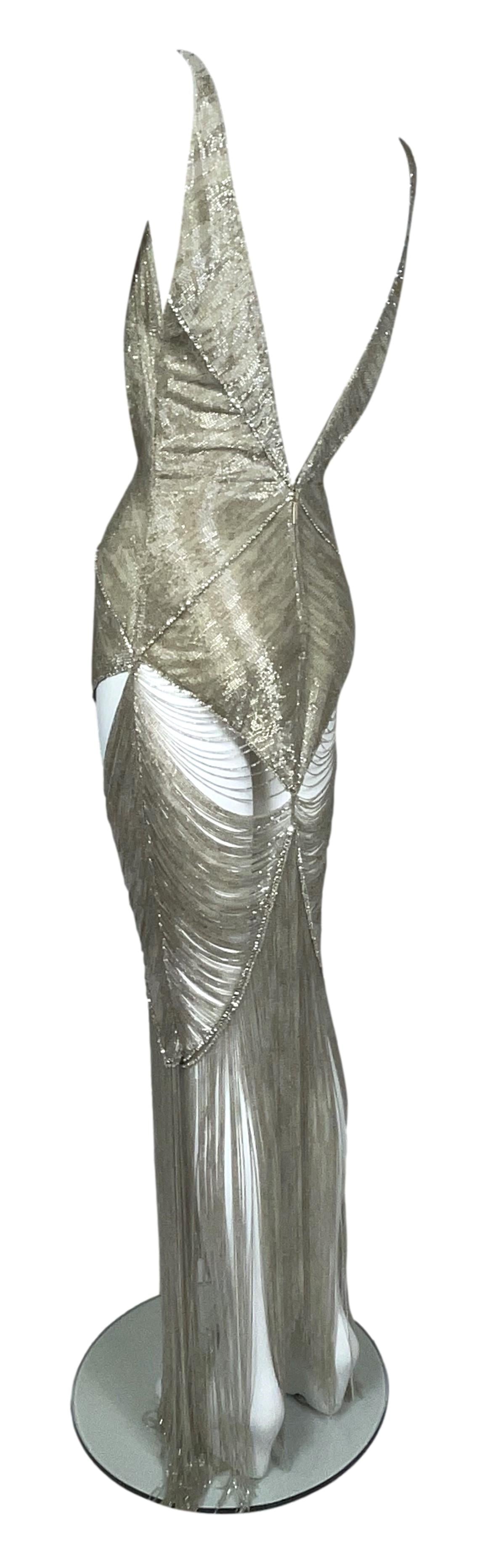 C. 2003 Roberto Cavalli 20's Style Rare Fully Beaded Crystal Plunging Fringe Dress
