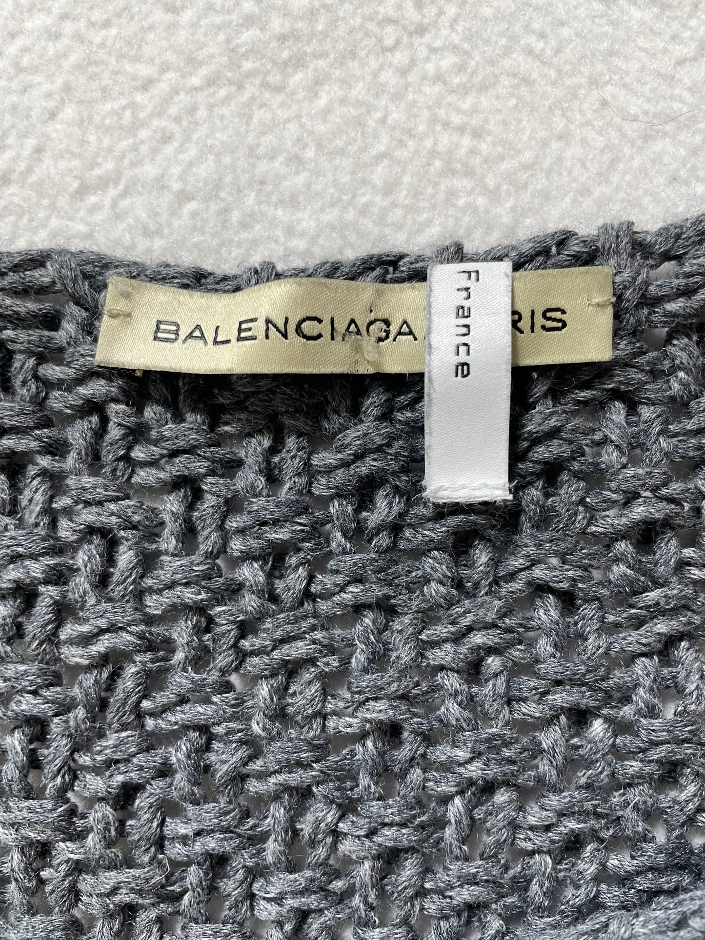 F/W 2003 Balenciaga by Nicolas Ghesquière Gray Knit Baggy Cropped Sweater Top