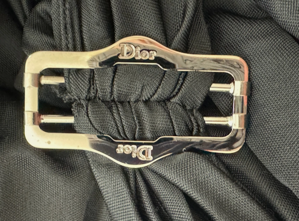 F/W 2003 Christian Dior x John Galliano Runway Plunging Black Buckle Mini Dress