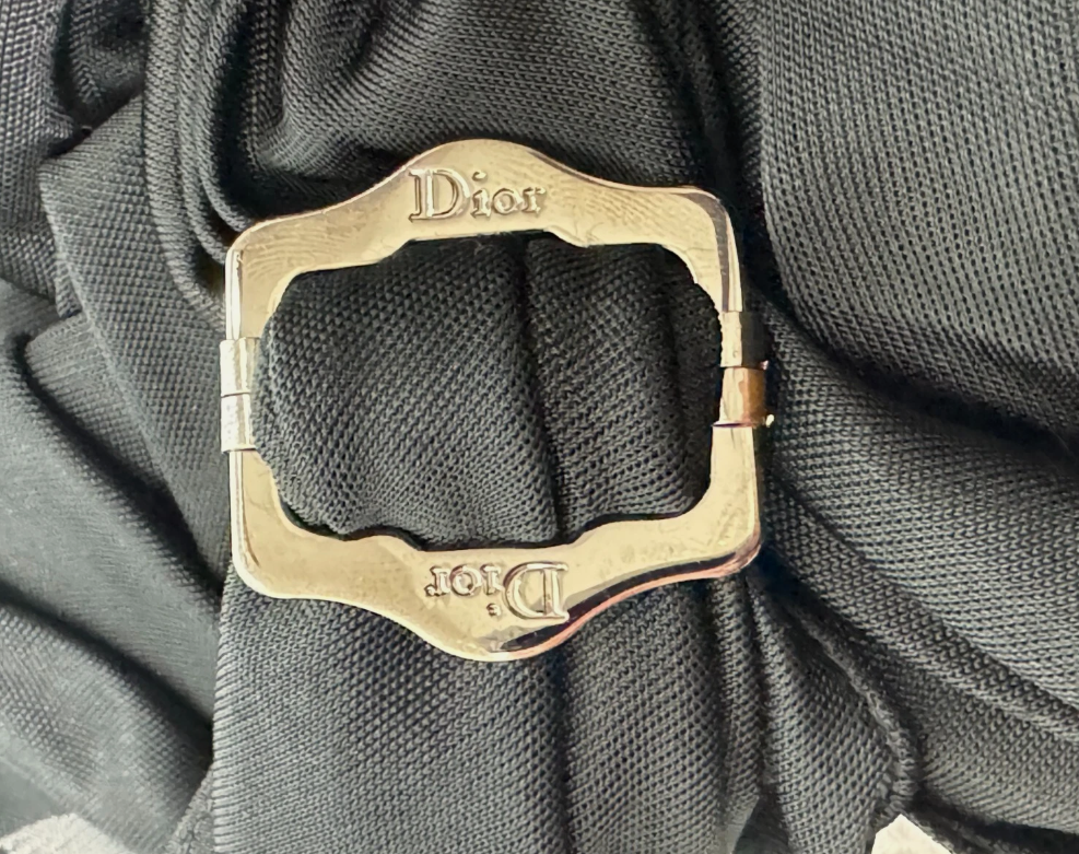 F/W 2003 Christian Dior x John Galliano Runway Plunging Black Buckle Mini Dress