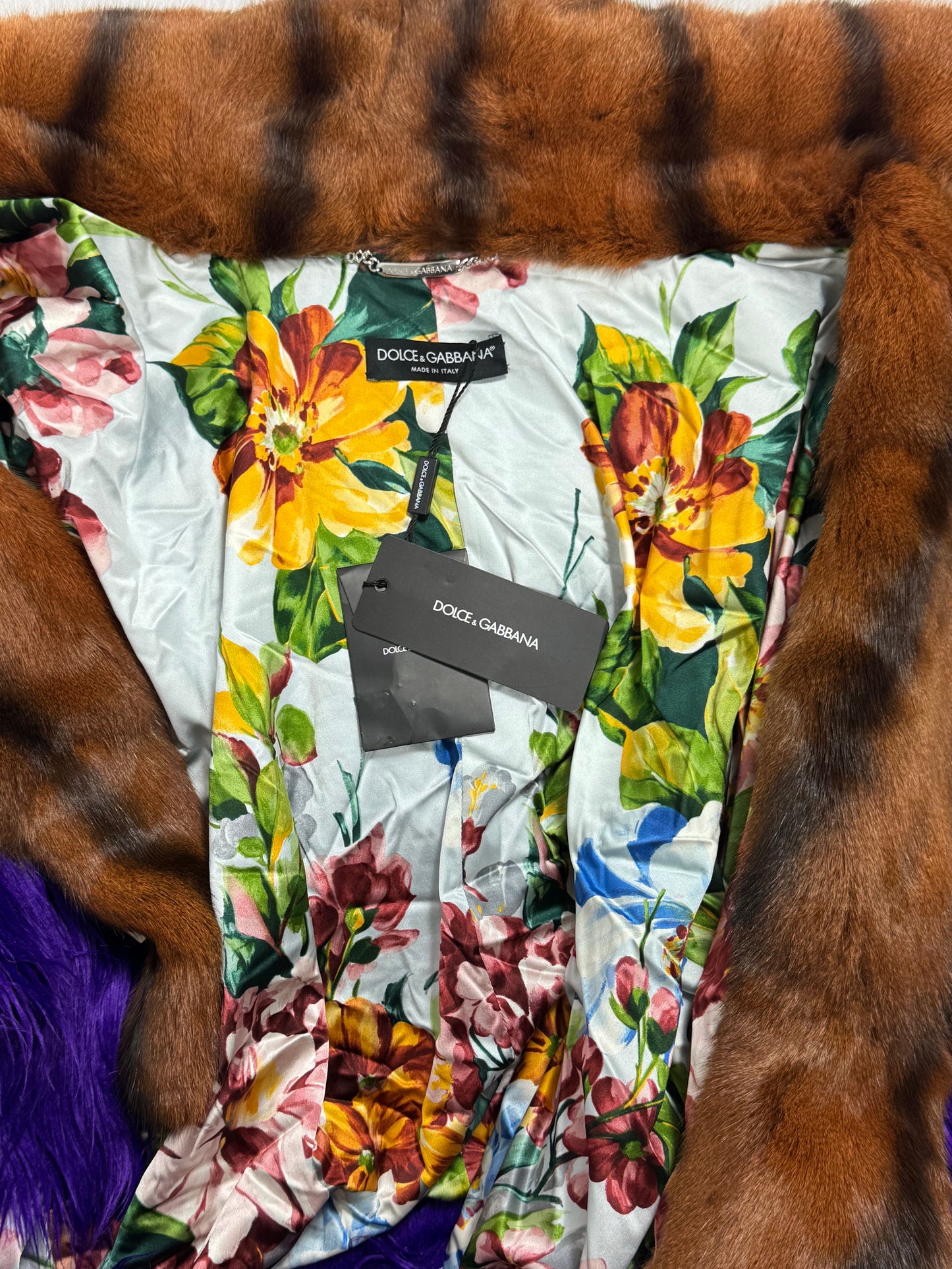 F/W 2003 Dolce & Gabbana Runway Shaggy Purple Bondage Buckles Sable Fur Coat Jacket