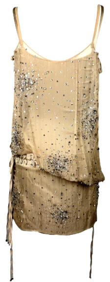 F/W 2003 Dolce & Gabbana Runway Sheer Nude Corset Crystal Embellished Mini Dress