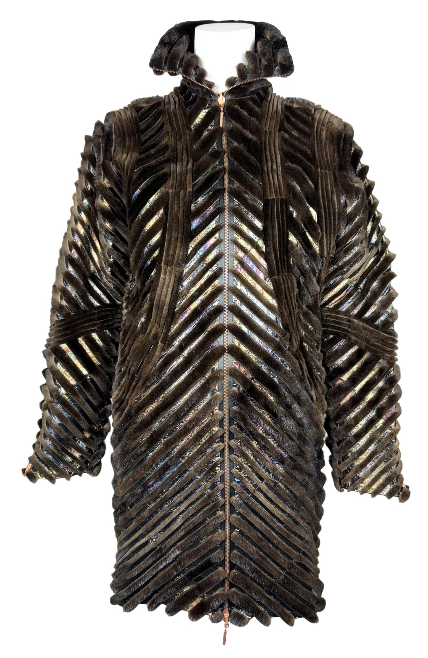 F/W 2003 Fendi by Karl Lagerfeld Reversible Metallic Leather & Mink Fur Coat