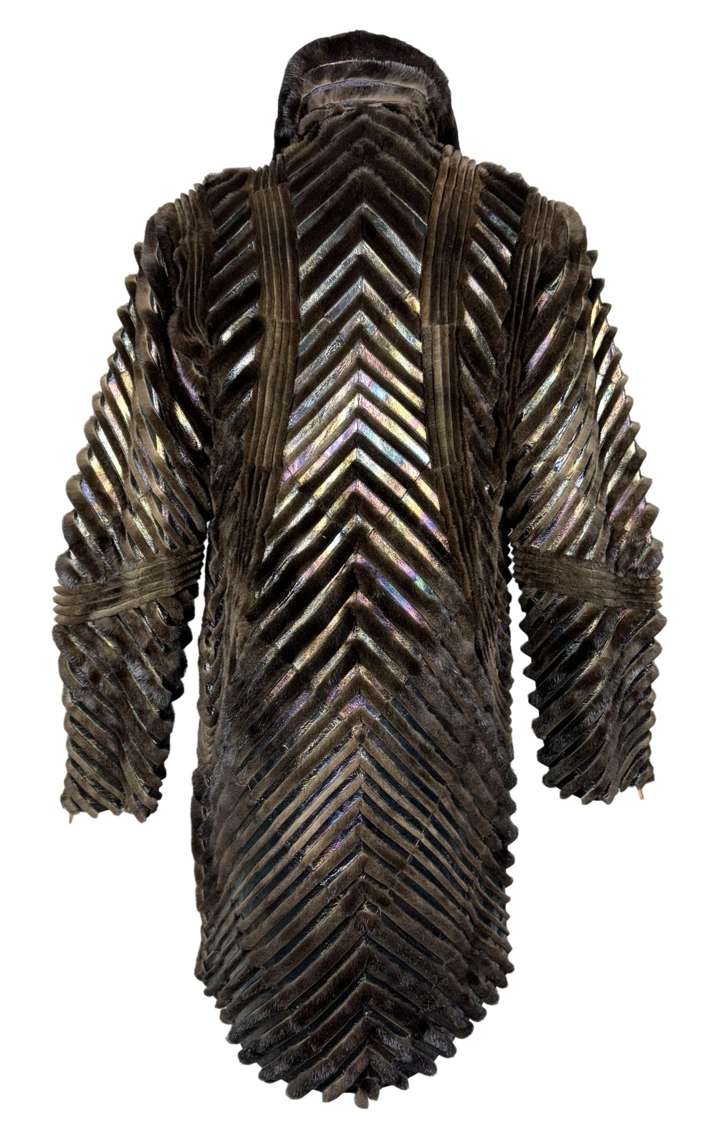 F/W 2003 Fendi by Karl Lagerfeld Reversible Metallic Leather & Mink Fur Coat
