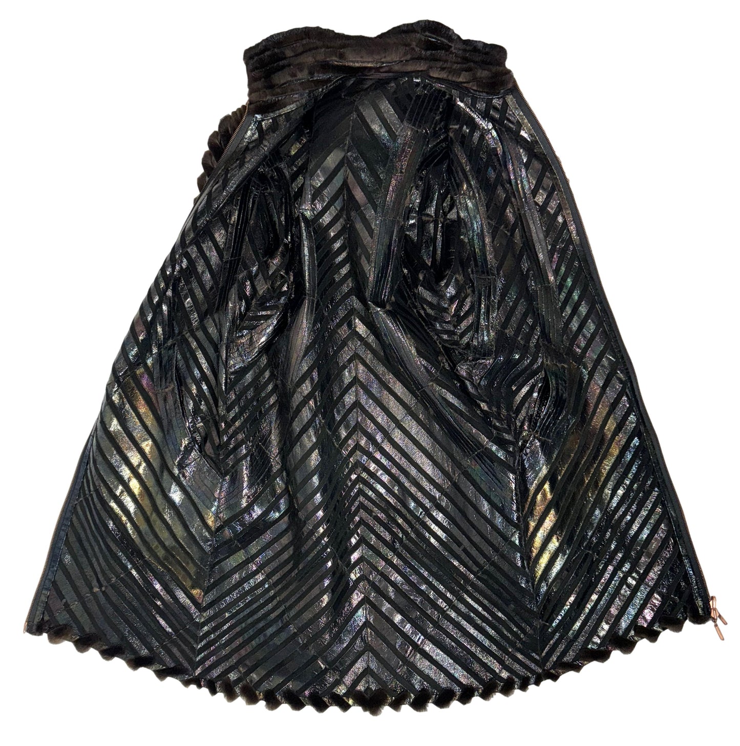F/W 2003 Fendi by Karl Lagerfeld Reversible Metallic Leather & Mink Fur Coat