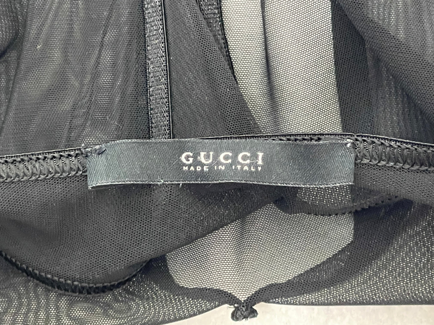 2003 Gucci by Tom Ford Sheer Black Mesh Bondage Bodysuit Lingerie