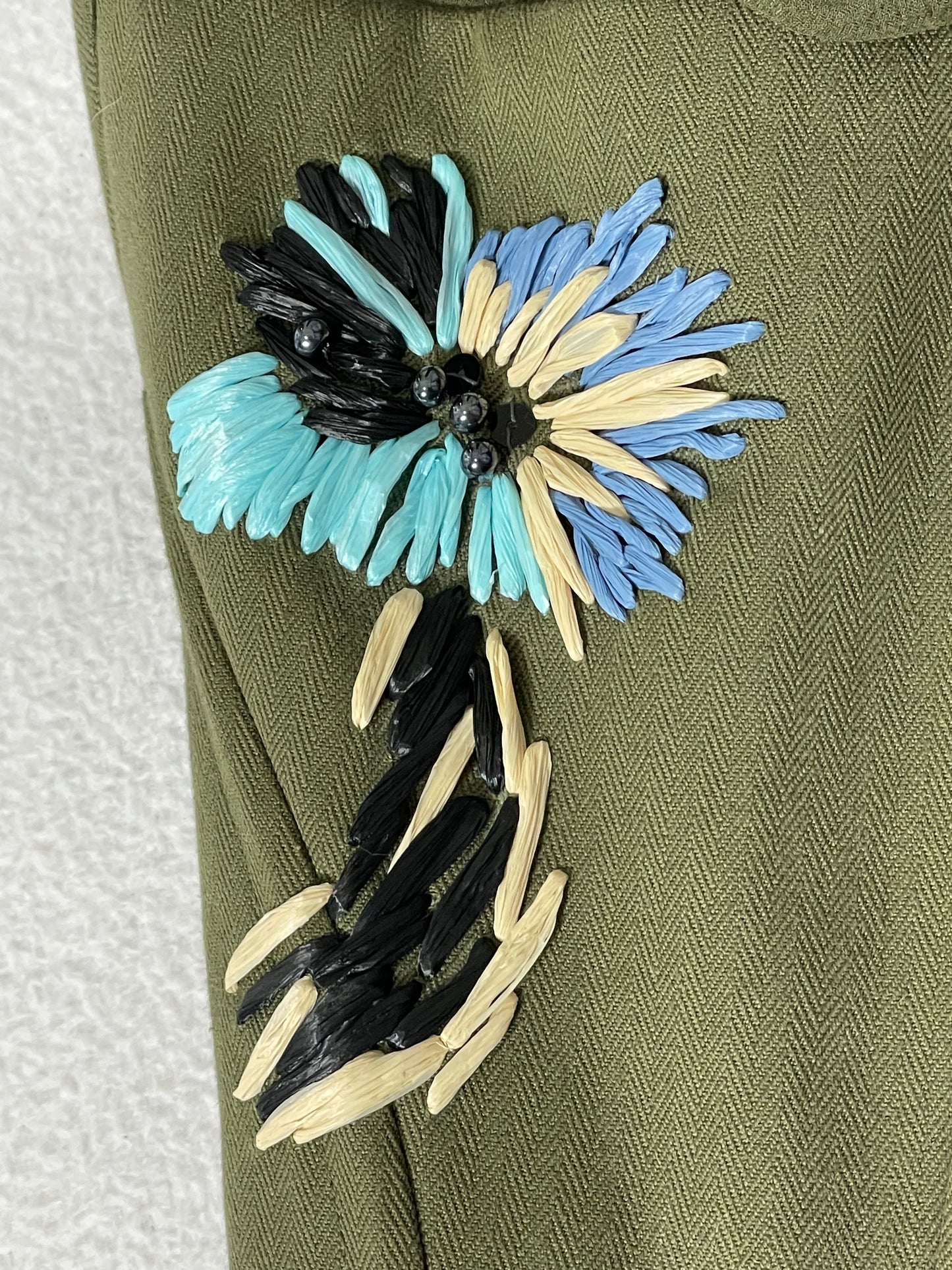 2003 John Galliano Army Green Embroidered Corset Top & Skirt Set