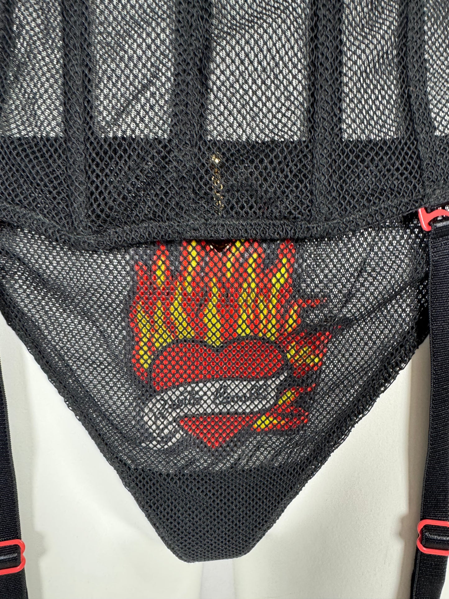 2003 Roberto Cavalli Sheer Black Fishnet Heart & Flames Tattoo Corset Bustier Panty Lingerie Set