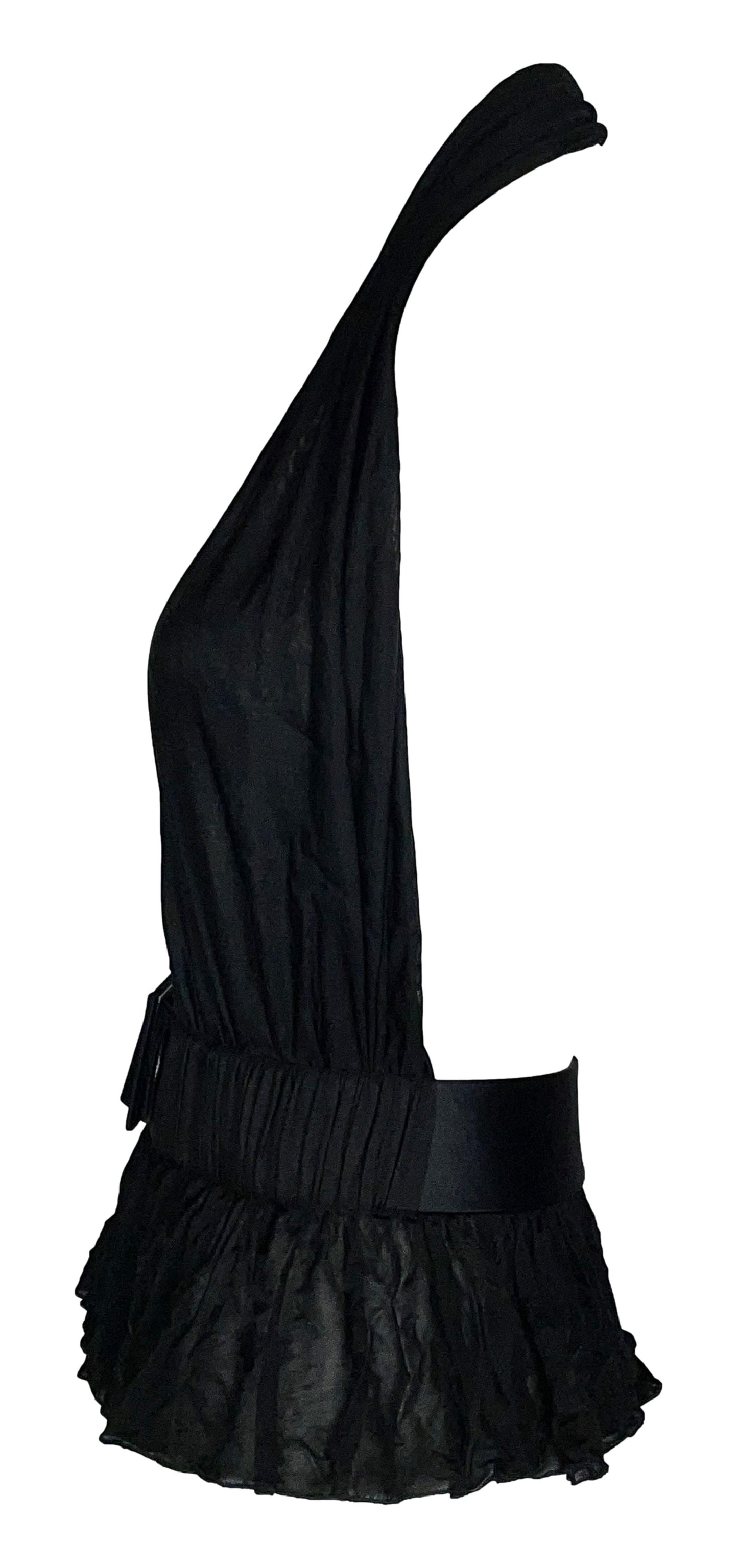 S/S 2003 Alexander McQueen Plunging Black Belted Backless Crop Top