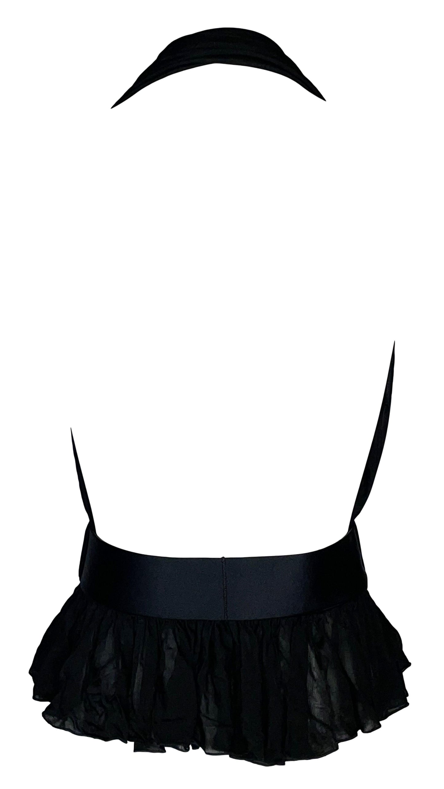 S/S 2003 Alexander McQueen Plunging Black Belted Backless Crop Top