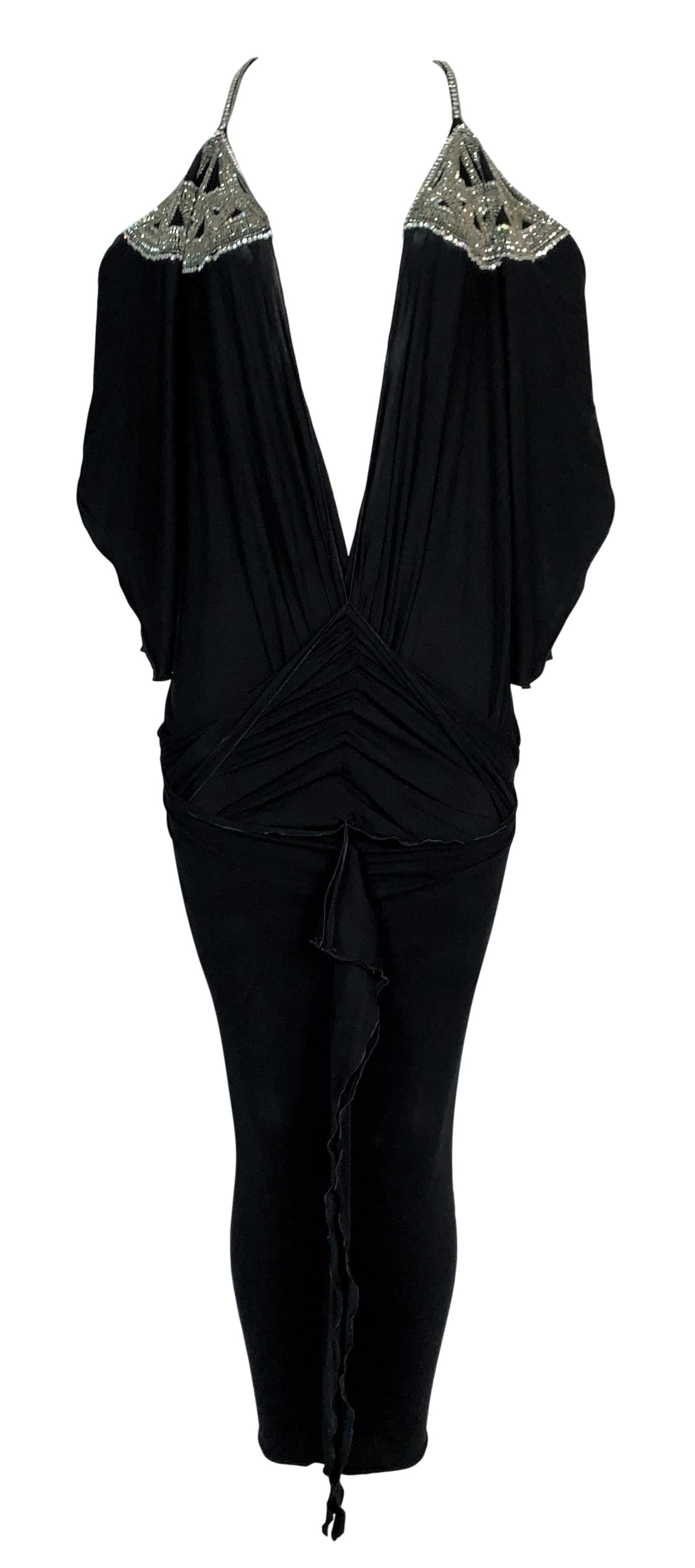 S/S 2003 Christian Dior by John Galliano Runway Plunging Black 1930's Style Wiggle Dress