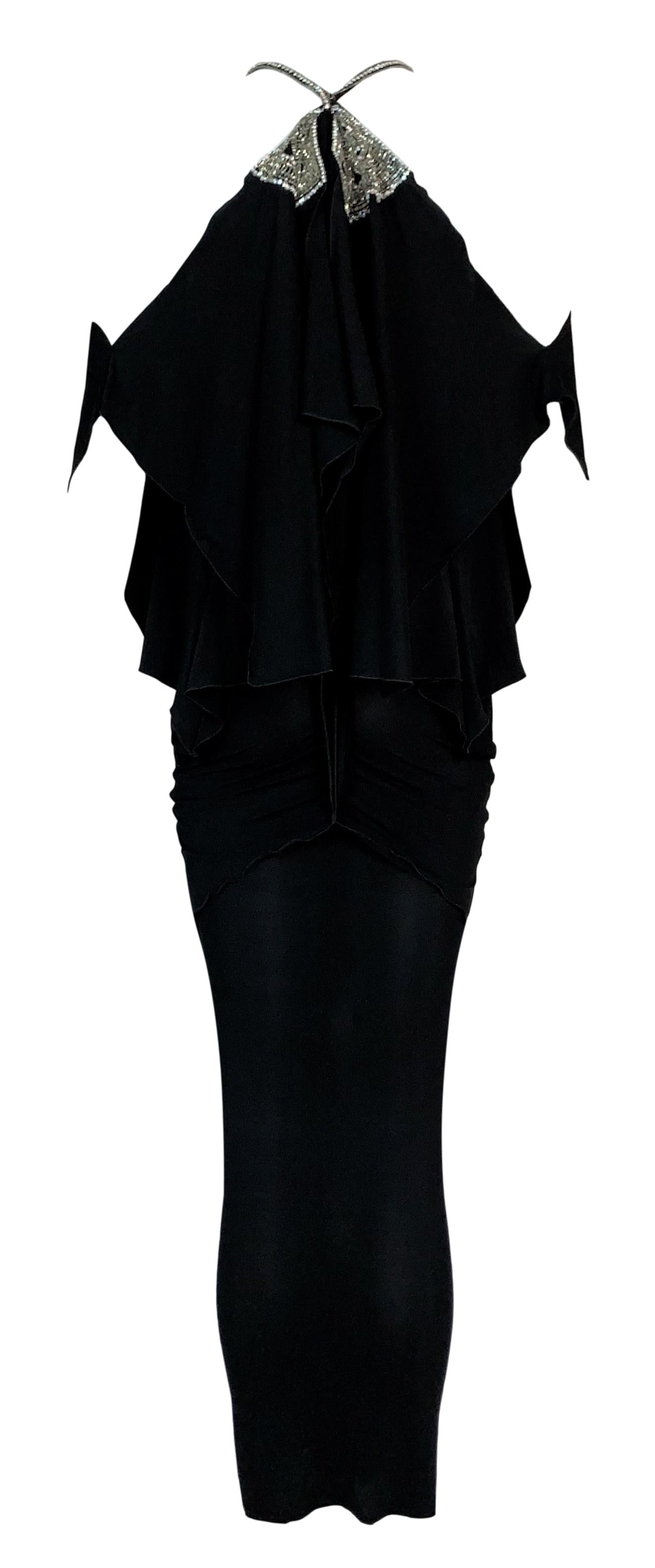 S/S 2003 Christian Dior by John Galliano Runway Plunging Black 1930's Style Wiggle Dress